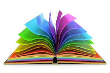 open book with rainbow pages