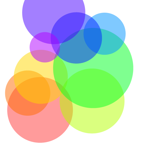 overlapping rainbow circles